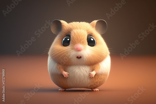 Cute Cartoon Hamster with Room for Copy (Generative AI) © JJAVA