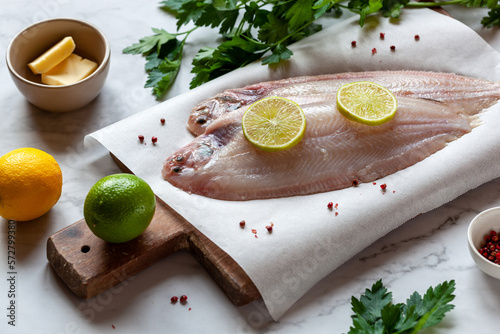 Cooking the sole fish french cuisine meuniere style photo