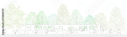 Rough hand drawn tree path vector illustration will help your architectural design presentation