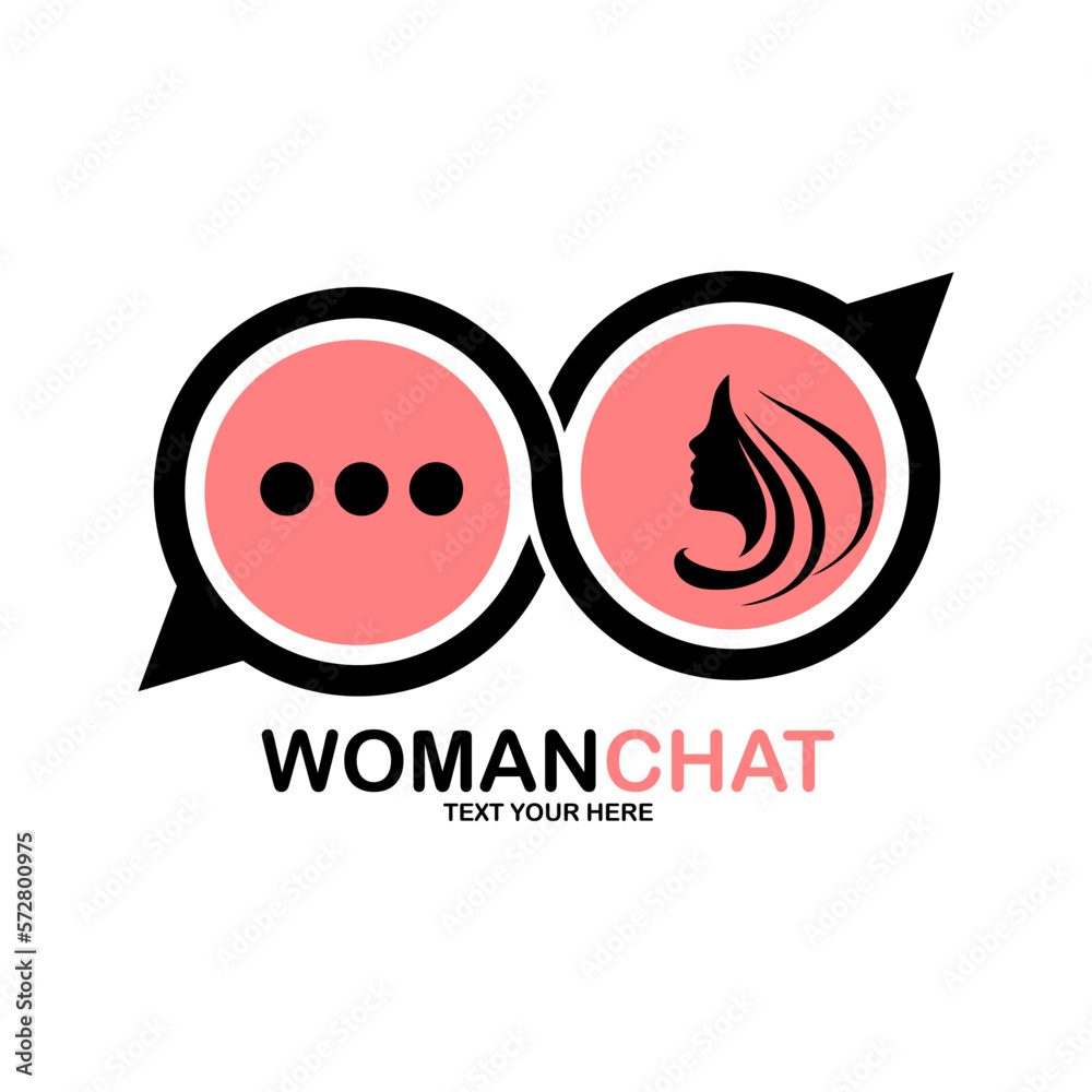 Woman chat vector logo design. Suitable for business, web, fashion and media social Woman chat vector logo design. Suitable for business, web, fashion and media social