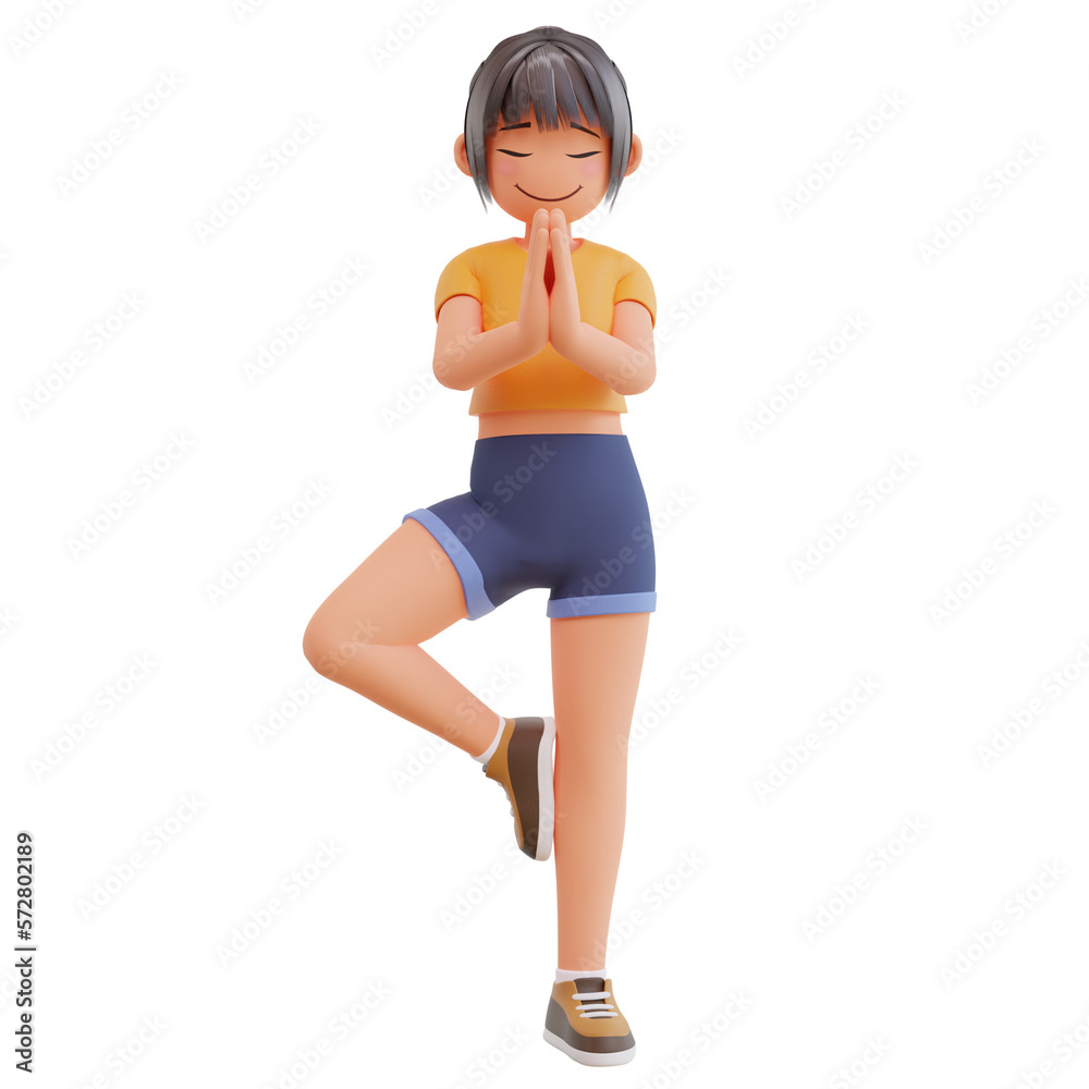 Sexy girls yoga pose 3d cartoon illustration Sexy girls yoga pose 3d cartoon illustration