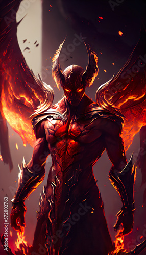illustration of Lucifer, Fallen Angel, demon and evil, king of hell. Lucifer was one of God angels. artwork, Non-existent person