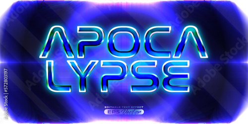 Retro text effect apocalypse futuristic editable 80s classic style with experimental background, ideal for poster, flyer, social media post with give them the rad 1980s touch