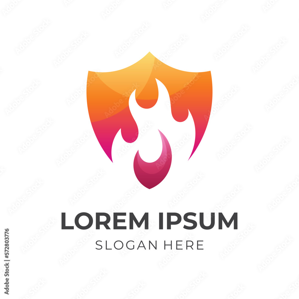 firewall logo concept, shield and fire combination logo with 3d orange color style firewall logo concept, shield and fire combination logo with 3d orange color style