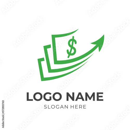 finance up logo with line green color style