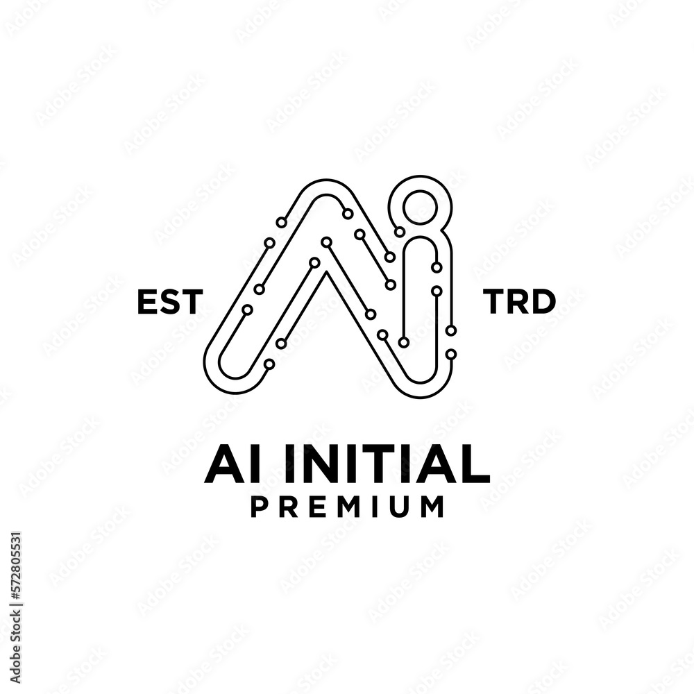 AI artificial intelligence Initial letter icon design logo