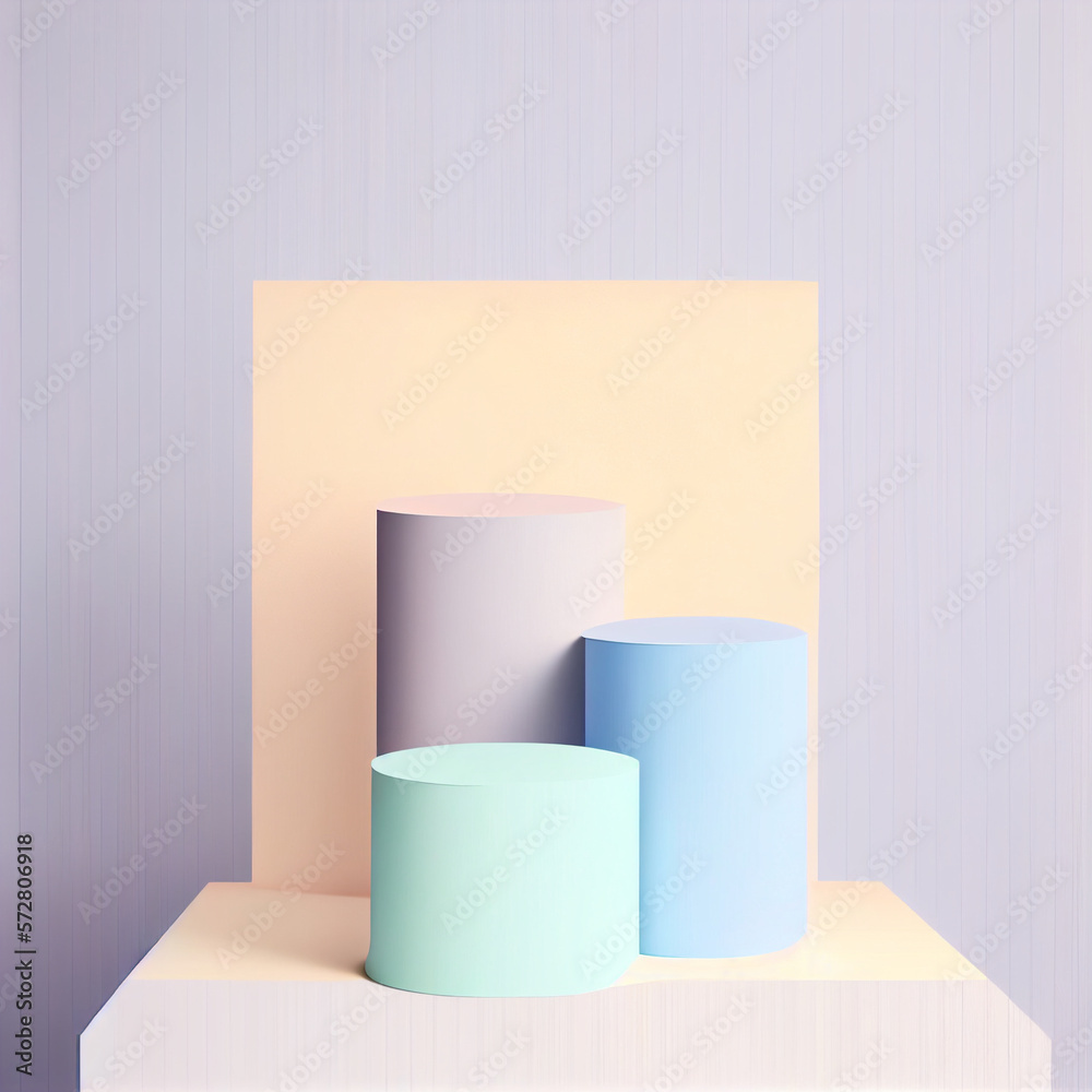Minimal podium or pedestal for product presentation display with pastel colors. Generative AI Minimal podium or pedestal for product presentation display with pastel colors. Generative AI