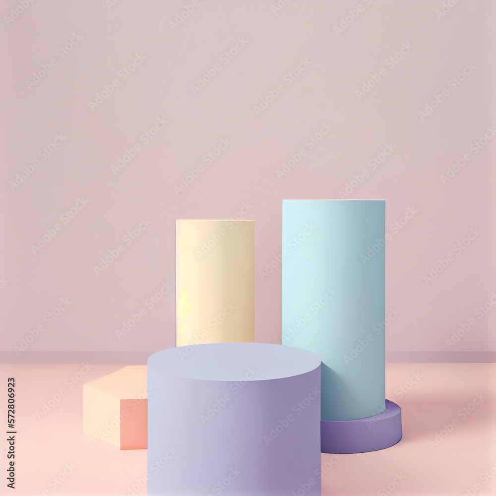 Minimal podium or pedestal for product presentation display with pastel colors. Generative AI Minimal podium or pedestal for product presentation display with pastel colors. Generative AI