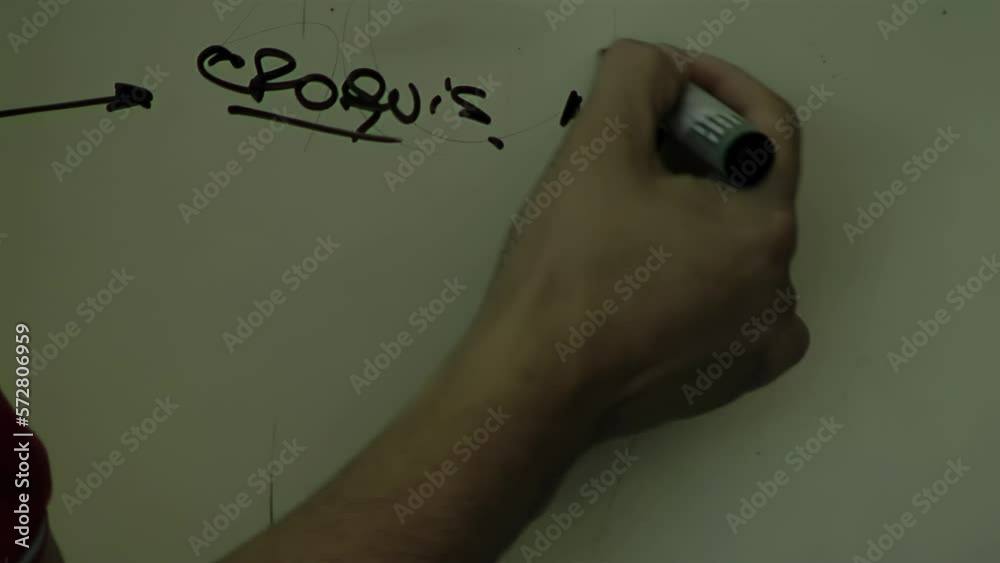 Hand of an Argentine Teacher Writing on School White Board 