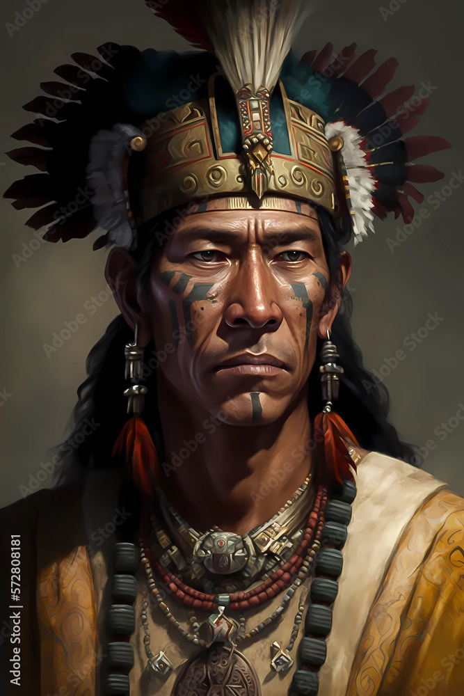A fictional person, Portrait of a ancient maya king - generated by generative AI