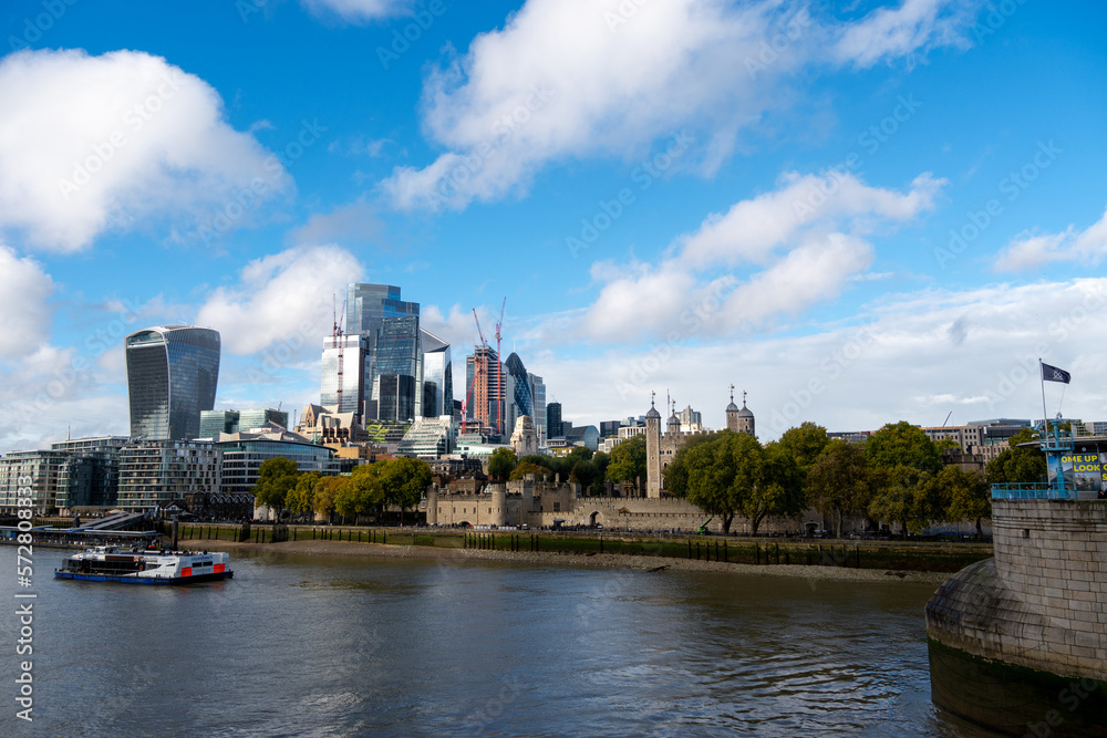 Panoramic view of London from the River Thames. United Kingdom. Panoramic view of London from the River Thames. United Kingdom.