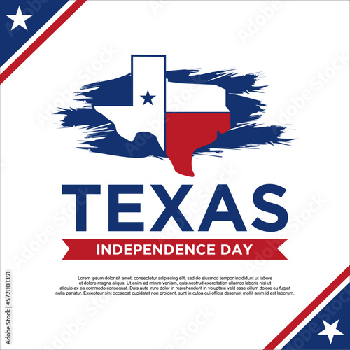 texas independence day march 2nd modern creative banner, sign, design concept, social media post, template with texas flag on a red and blue american abstract background template