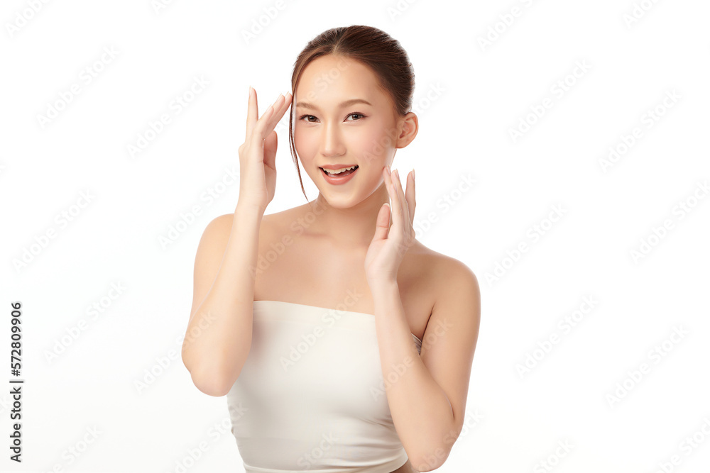 Beautiful young asian woman with clean fresh skin on white background, Face care, Facial treatment, Cosmetology, beauty and spa, Asian women portrait. Beautiful young asian woman with clean fresh skin on white background, Face care, Facial treatment, Cosmetology, beauty and spa, Asian women portrait.