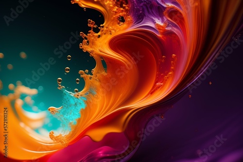Beautiful acrylic color abstract background . Abstract colorful liquid water splash and bubbles background