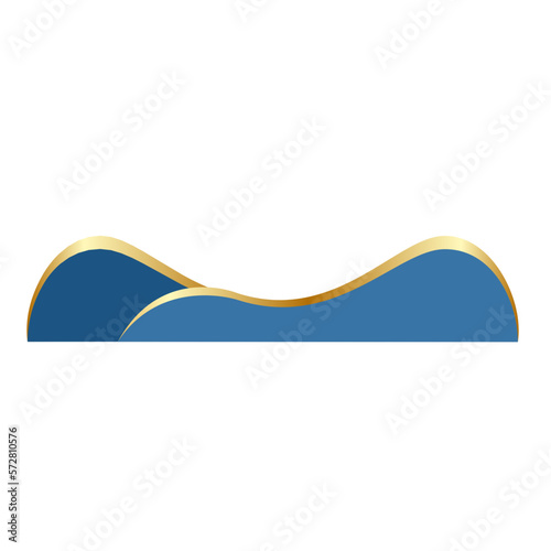 Blue footer with gold line. Abstract geometric shapes. Elegant border. 