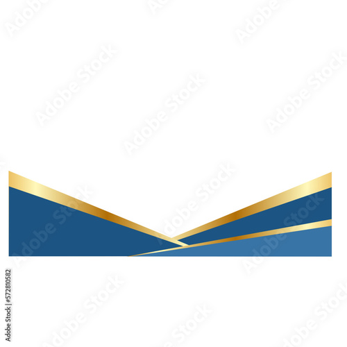 Blue footer with gold line. Abstract geometric shapes. Elegant border. 
