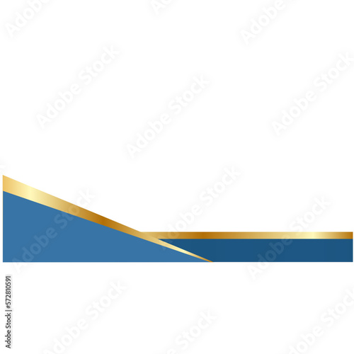 Blue footer with gold line. Abstract geometric shapes. Elegant border. 