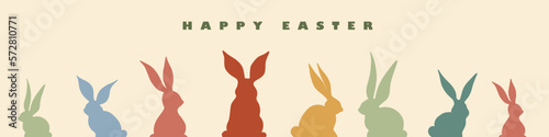 happy eastern banner illustration, hand drawn vector web border