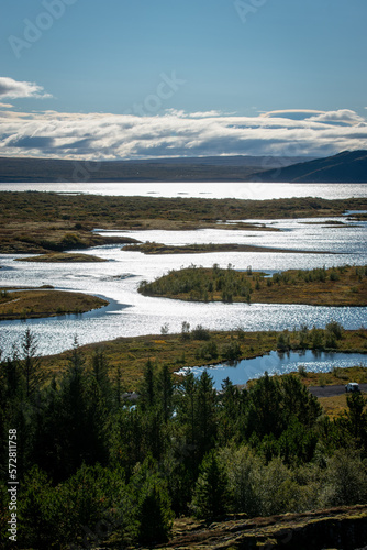 Sunny day in   ingvellir National Park  Iceland