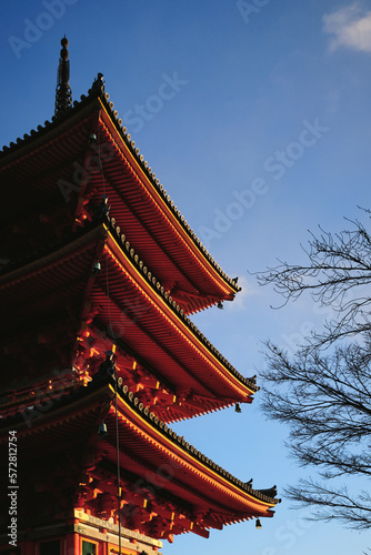 Kiyomizu-dera Temple in Kyoto, Japan on a clear day.