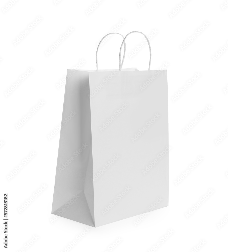 Blank paper bag isolated on white. Mockup for design Blank paper bag isolated on white. Mockup for design