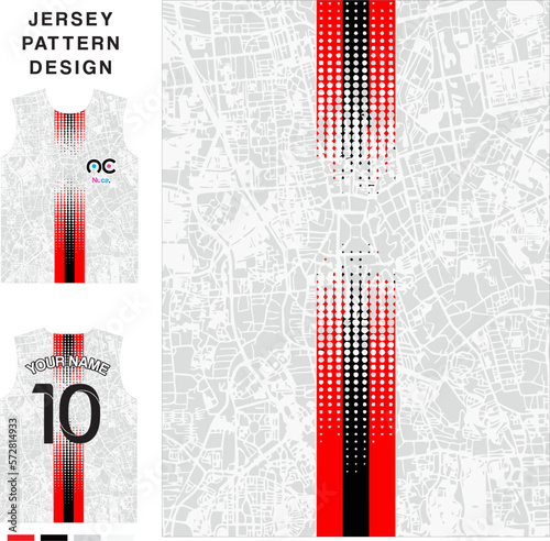 Abstract halftone concept vector jersey pattern template for printing or sublimation sports uniforms football volleyball basketball e-sports cycling and fishing Free Vector.