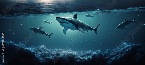 sharks in the ocean, using ai © Sarra