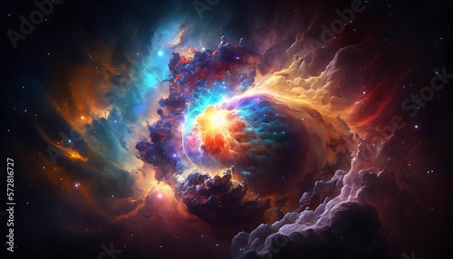 Colorful space nebula or universe as wallpaper background with Generative AI Technology.