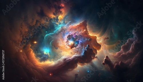 Colorful space nebula or universe as wallpaper background with Generative AI Technology.