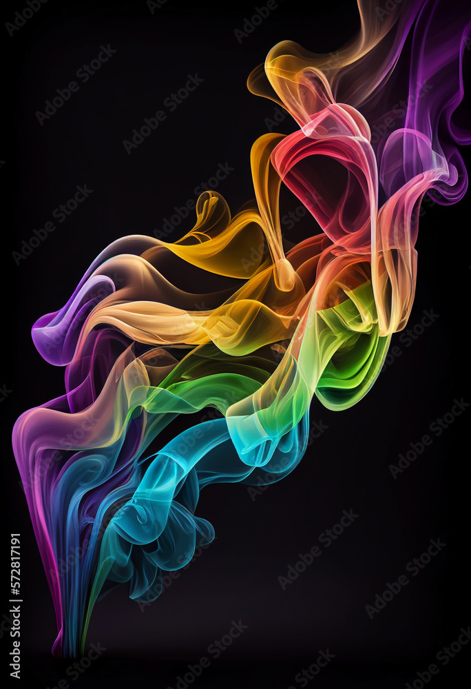 Obraz premium Abstract colorful smoke on black background. Generative AI illustration