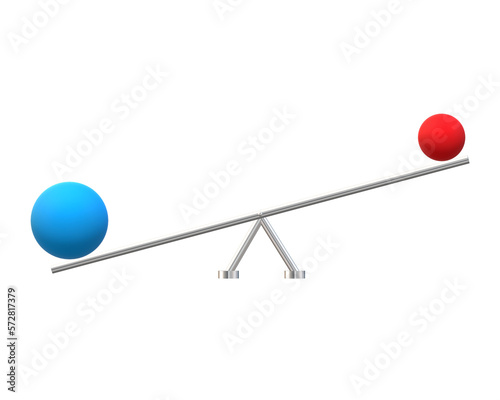 blue and red momentum balance balls isolate.