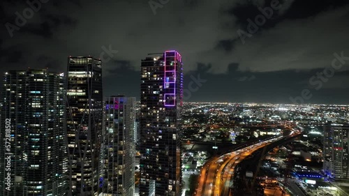 Wallpaper Mural Aerial neon Marquis Miami. 4k drone video Torontodigital.ca