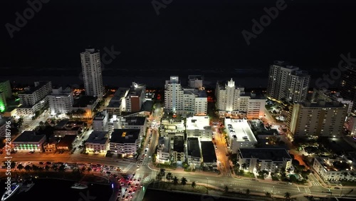 Wallpaper Mural Drone Miami at night circa 2023 Collins Ave Indian Creek Drive Torontodigital.ca