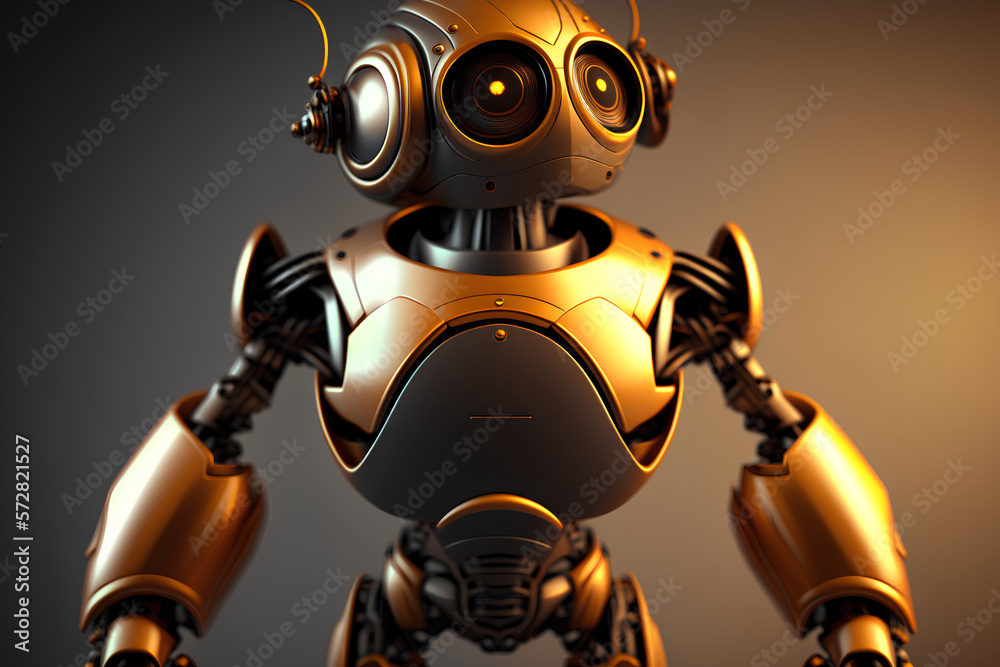 Stylized AI Robot from the future, Artificial Intelligence assistant, robot assistant, yellow bot, AI bot assistant. created with Generative AI technology Stylized AI Robot from the future, Artificial Intelligence assistant, robot assistant, yellow bot, AI bot assistant. created with Generative AI technology