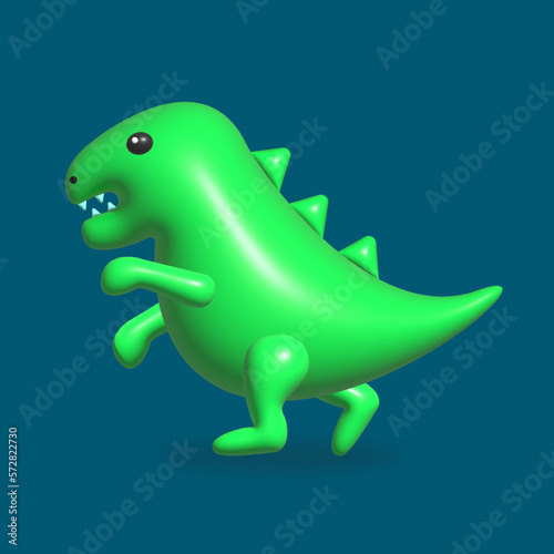 3d render of a cute green dino