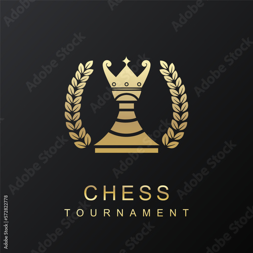 Simple style chess tournament brand logo design vector