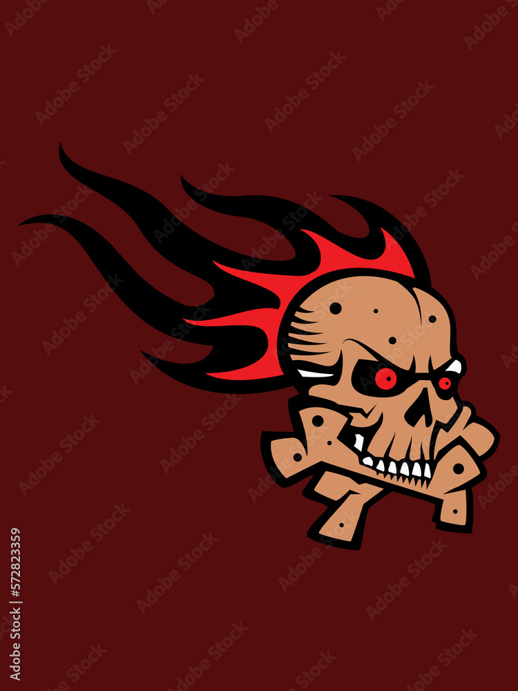 vector head fire skull illustration