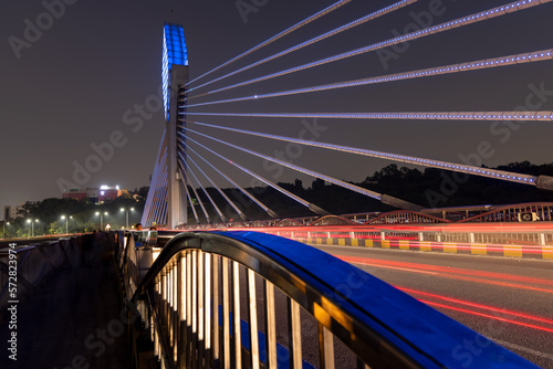 Durgam Cheruvu bridge at Hitech city, Hyderabad, is the fourth most populous city and sixth most populous urban agglomeration in India. photo