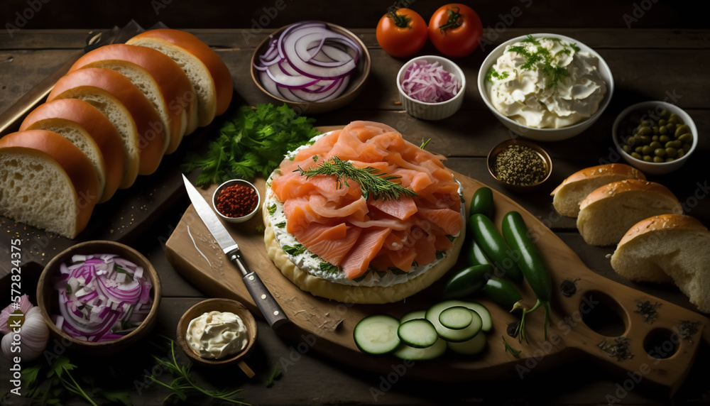 Bagels and lox is a classic JewishAmerican breakfast Illustrations