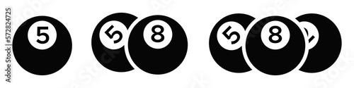 Billiard ball vector icons set