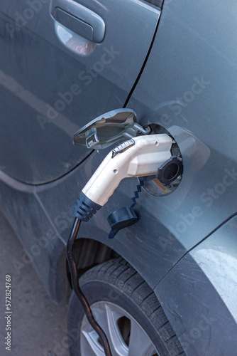 Canvas Print Electric Car Plug