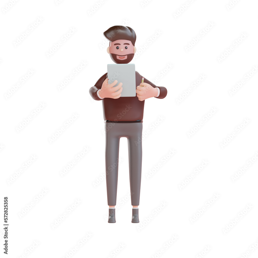 man holding book and pencil