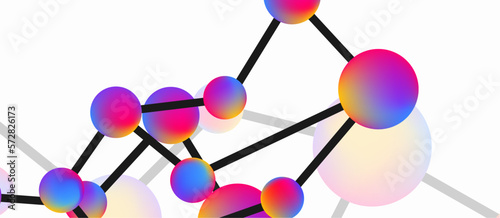 Line points connections geometric landing page background. Fluid circles and spheres with liquid gradients. Vector Illustration For Wallpaper, Banner, Background, Card, Book Illustration, landing page