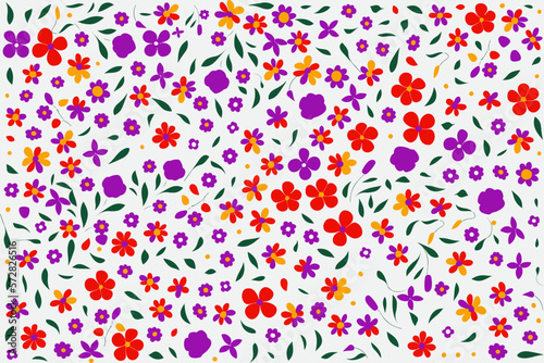 floral ornament pattern in colorful flat design for gift wrapping, vector stock