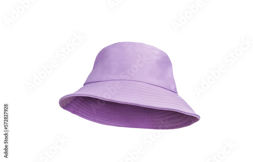 purple bucket hat isolated on white background photo