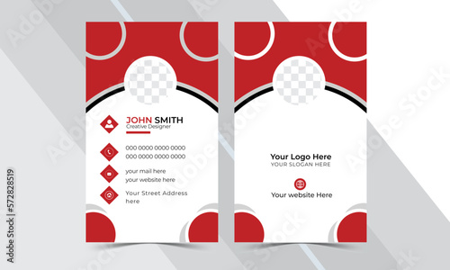 Unique modern id card design template with red color