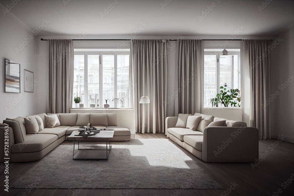 Fototapeta premium Modern living room. Luxurious apartment background with contemporary design. Modern interior design.Generative AI