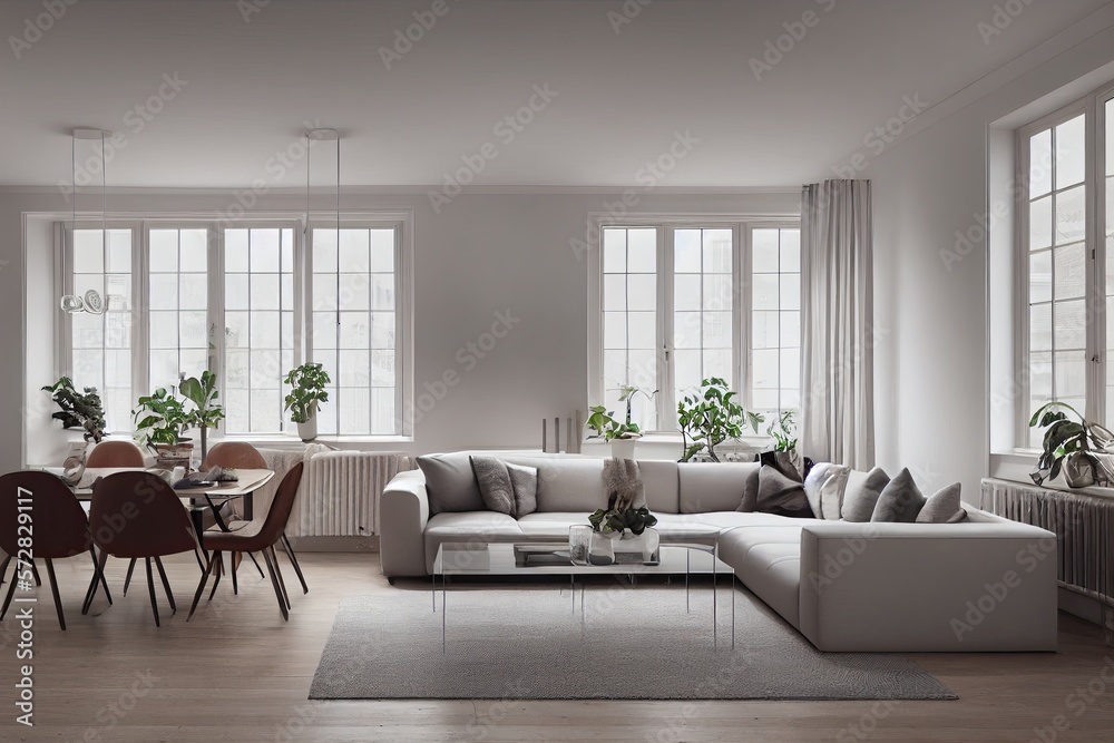 Fototapeta premium Modern living room. Luxurious apartment background with contemporary design. Modern interior design.Generative AI