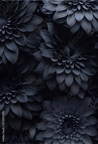 Wallpaper Mural oil painting of black dahlias created with generative ai