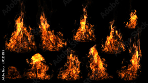 fire and flames on black background